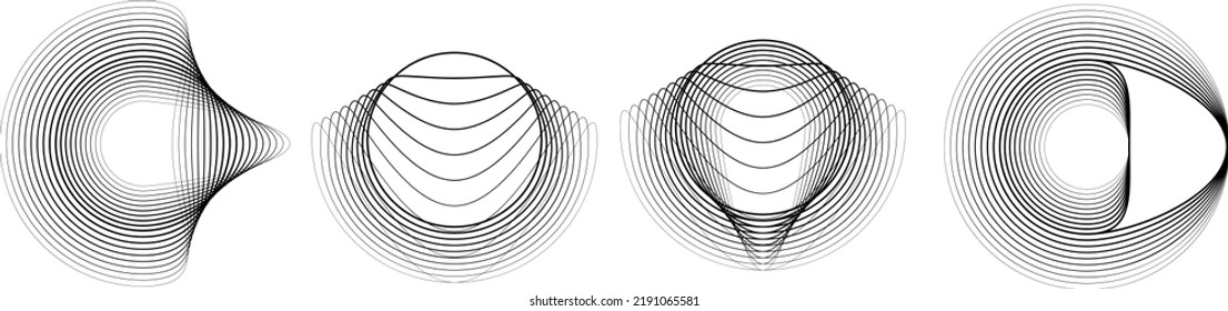 Lines in Circle Form . Spiral Vector Illustration .Technology round. Wave Logo . Design element . glitched lines .Abstract Geometric round shape 