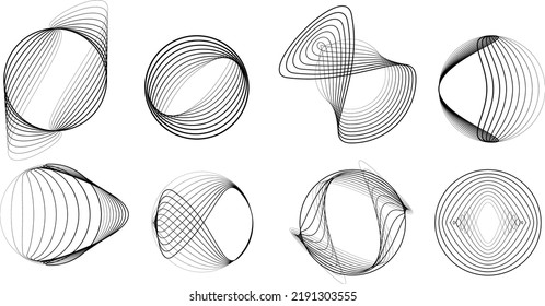 Lines in Circle Form . Spiral Vector Illustration .Technology round. Wave Logo . Design element . glitched lines .Abstract Geometric round shape 