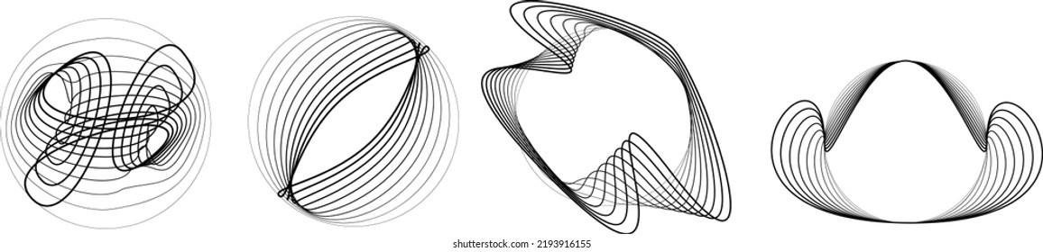 Lines in Circle Form . Spiral Vector Illustration .Technology round. Wave Logo . Design element . glitched lines .Abstract Geometric round shape 