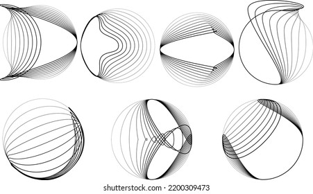 Lines in Circle Form . Spiral Vector Illustration .Technology round. Wave Logo . Design element . glitched lines .Abstract Geometric round shape 