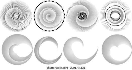 Lines in Circle Form . Spiral Vector Illustration .Technology round. Wave Logo . Design element . Abstract Geometric shape .