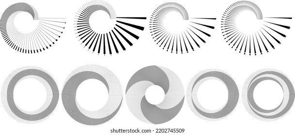 Lines in Circle Form . Spiral Vector Illustration .Technology round. Wave Logo . Design element . Abstract Geometric shape .