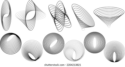 Lines in Circle Form . Spiral Vector Illustration .Technology round. Wave Logo . Design element . Abstract Geometric shape .