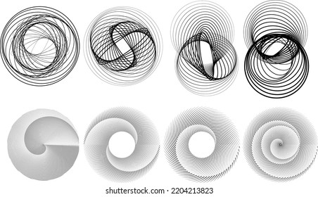 Lines in Circle Form . Spiral Vector Illustration .Technology round. Wave Logo . Design element . Abstract Geometric shape .