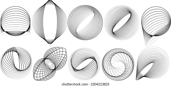 Lines in Circle Form . Spiral Vector Illustration .Technology round. Wave Logo . Design element . Abstract Geometric shape .