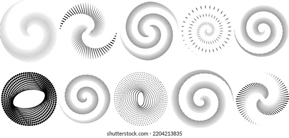 Lines in Circle Form . Spiral Vector Illustration .Technology round. Wave Logo . Design element . Abstract Geometric shape .