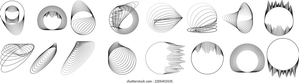 Lines in Circle Form . Spiral Vector Illustration .Technology round. Wave Logo . Design element . glitched lines .Abstract Geometric round shape 