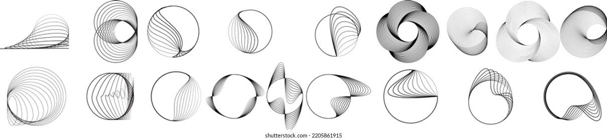 Lines in Circle Form . Spiral Vector Illustration .Technology round. Wave Logo . Design element . glitched lines .Abstract Geometric round shape 