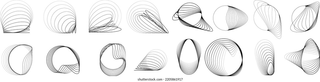 Lines in Circle Form . Spiral Vector Illustration .Technology round. Wave Logo . Design element . glitched lines .Abstract Geometric round shape 