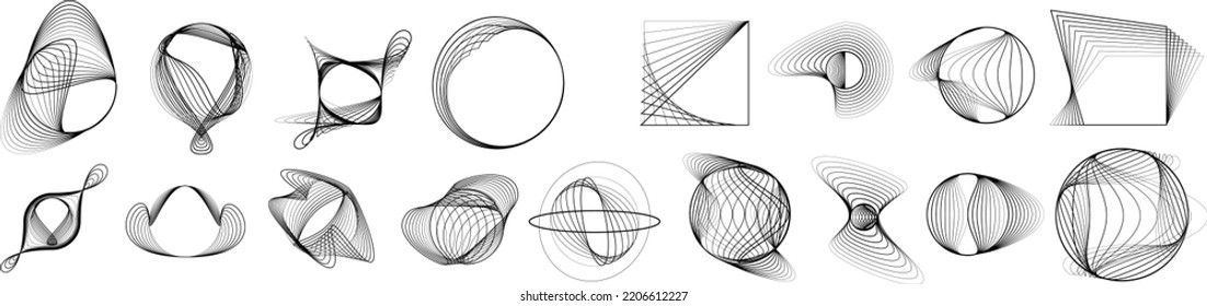 Lines in Circle Form . Spiral Vector Illustration .Technology round. Wave Logo . Design element . glitched lines .Abstract Geometric round shape 