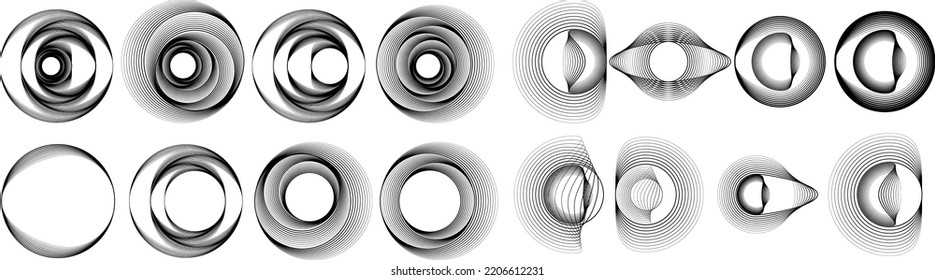 Lines in Circle Form . Spiral Vector Illustration .Technology round. Wave Logo . Design element . glitched lines .Abstract Geometric round shape 
