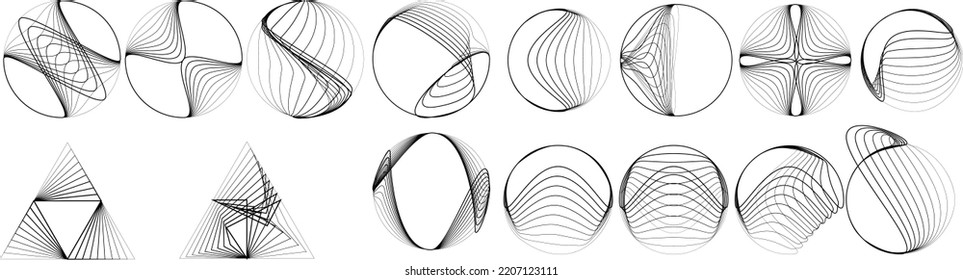 Lines in Circle Form . Spiral Vector Illustration .Technology round. Wave Logo . Design element . glitched lines .Abstract Geometric round shape 