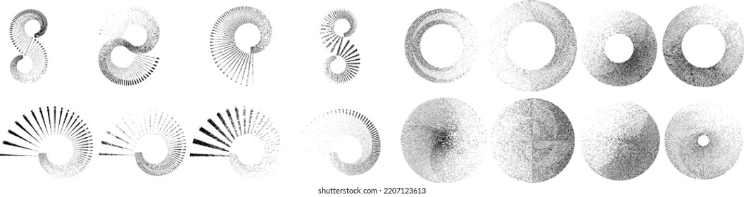 Lines in Circle Form . Spiral Vector Illustration .Technology round. Wave Logo . Design element . glitched lines .Abstract Geometric round shape 