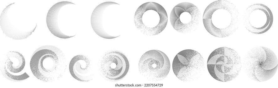 Lines in Circle Form . Spiral Vector Illustration .Technology round. Wave Logo . Design element . glitched lines .Abstract Geometric round shape 