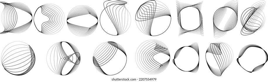 Lines in Circle Form . Spiral Vector Illustration .Technology round. Wave Logo . Design element . glitched lines .Abstract Geometric round shape 