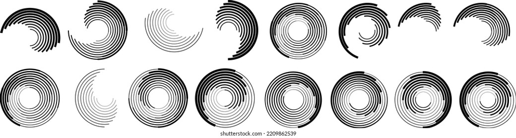 Lines in Circle Form . Spiral Vector Illustration .Technology round. Wave Logo . Design element . glitched lines .Abstract Geometric round shape 