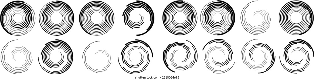 Lines in Circle Form . Spiral Vector Illustration .Technology round. Wave Logo . Design element . glitched lines .Abstract Geometric round shape 