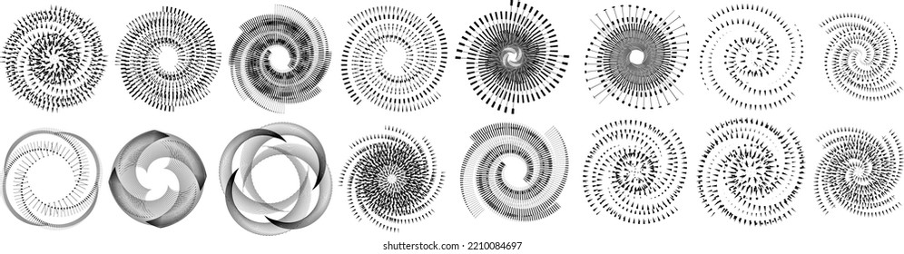 Lines in Circle Form . Spiral Vector Illustration .Technology round. Wave Logo . Design element . glitched lines .Abstract Geometric round shape 