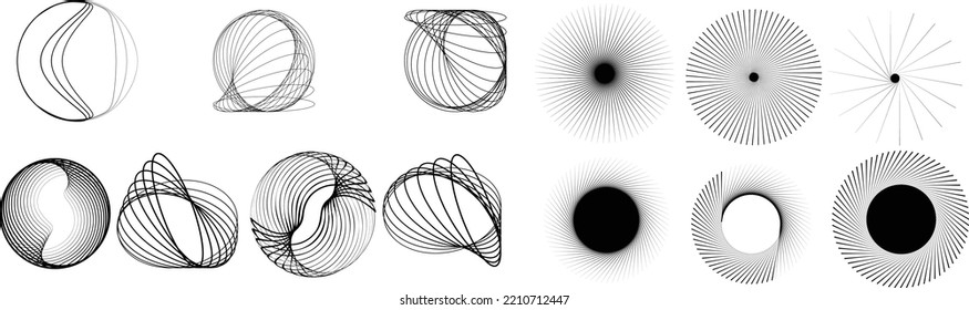 Lines in Circle Form . Spiral Vector Illustration .Technology round. Wave Logo . Design element . glitched lines .Abstract Geometric round shape 