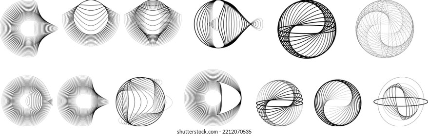 Lines in Circle Form . Spiral Vector Illustration .Technology round. Wave Logo . Design element . glitched lines .Abstract Geometric round shape 