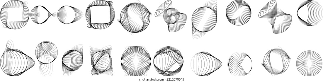 Lines in Circle Form . Spiral Vector Illustration .Technology round. Wave Logo . Design element . glitched lines .Abstract Geometric round shape 