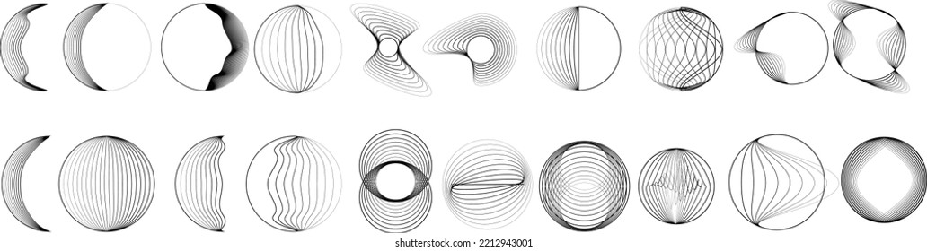 Lines in Circle Form . Spiral Vector Illustration .Technology round. Wave Logo . Design element . glitched lines .Abstract Geometric round shape 