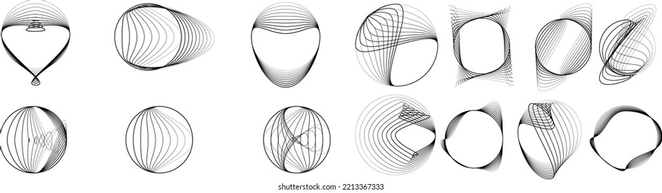 Lines in Circle Form . Spiral Vector Illustration .Technology round. Wave Logo . Design element . glitched lines .Abstract Geometric round shape 