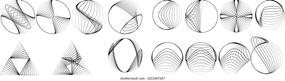 Lines in Circle Form . Spiral Vector Illustration .Technology round. Wave Logo . Design element . glitched lines .Abstract Geometric round shape 