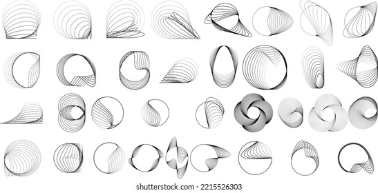 Lines in Circle Form . Spiral Vector Illustration .Technology round. Wave Logo . Design element . glitched lines .Abstract Geometric round shape 