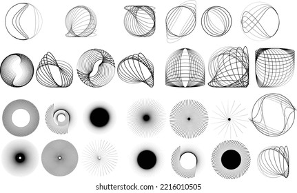 Lines in Circle Form . Spiral Vector Illustration .Technology round. Wave Logo . Design element . glitched lines .Abstract Geometric round shape 