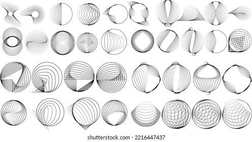 Lines in Circle Form . Spiral Vector Illustration .Technology round. Wave Logo . Design element . glitched lines .Abstract Geometric round shape 