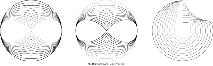 Lines in Circle Form . Spiral Vector Illustration .Technology round. Wave Logo . Design element . Abstract Geometric shape .