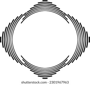 Lines in Circle Form . Spiral Vector Illustration .Technology round Logo . Design element . Abstract Geometric shape . Striped border frame for image