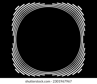 Lines in Circle Form . Spiral Vector Illustration .Technology round Logo . Design element . Abstract Geometric shape . Striped border frame for image
