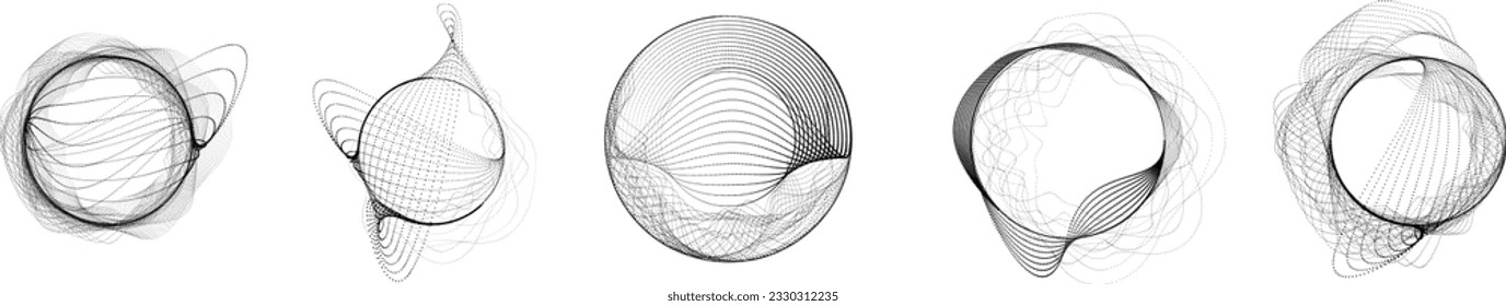 Líneas en forma circular . Ilustración de vectores espirales. Ronda de tecnología. Logotipo de onda . Elemento de diseño. Resumen Forma geométrica .