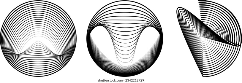 Lines in Circle Form . Spiral Vector Illustration .Technology round. Wave Logo . Design element . Abstract Geometric shape .