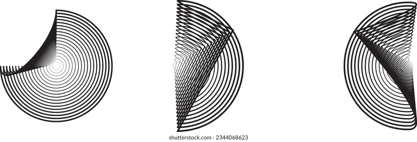 Lines in Circle Form . Spiral Vector Illustration .Technology round. Wave Logo . Design element . Abstract Geometric shape .