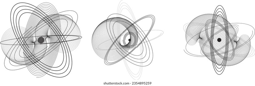 Líneas en forma circular . Ilustración de vectores espirales. Ronda de tecnología. Logotipo de onda . Elemento de diseño. Resumen Forma geométrica .