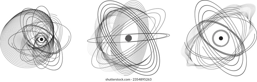 Líneas en forma circular . Ilustración de vectores espirales. Ronda de tecnología. Logotipo de onda . Elemento de diseño. Resumen Forma geométrica .
