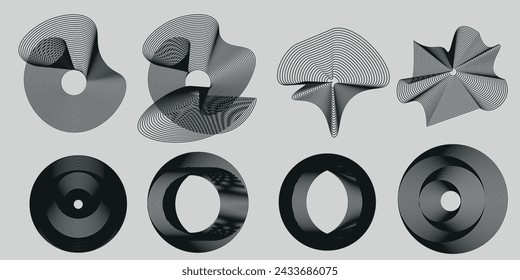 Lines in Circle Form . Spiral Vector Illustration .Technology round. Wave Logo . Design element . Abstract Geometric shape .