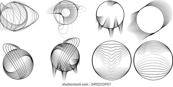 Lines in Circle Form . Spiral Vector Illustration .Technology round. Wave Logo . Design element . glitched lines .Abstract Geometric round shape 