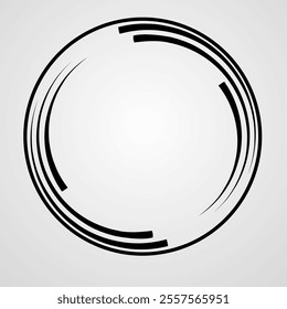 Lines in Circle Form . Spiral Vector Illustration .Technology round Logo . Design element . Abstract Geometric shape . Striped border frame for image. truncated circular lines. 