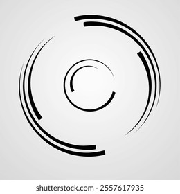 Lines in Circle Form . Spiral Vector Illustration .Technology round Logo . Design element . Abstract Geometric shape . Cut circle lines. 