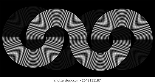 Linhas em forma de círculo . Espiral Vetor Ilustração .Rodada de tecnologia. Logotipo da Wave . Elemento de design . Forma geométrica abstrata .