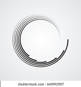  Lines In Circle Form . Spiral Vector Illustration .Technology Round Logo . Design Element . Abstract Geometric Shape .