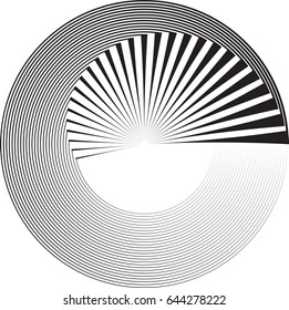  Lines in Circle Form . Spiral Vector Illustration .Technology round Logo . Design element . Abstract Geometric shape .