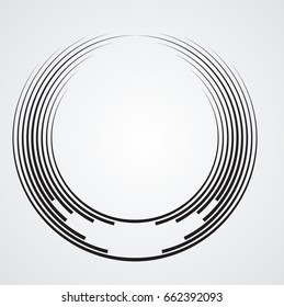  Lines in Circle Form . Spiral Vector Illustration .Technology round Logo . Design element . Abstract Geometric shape .