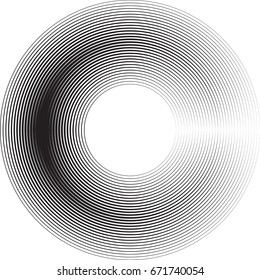  Lines in Circle Form . Spiral Vector Illustration .Technology round Logo . Design element . Abstract Geometric shape .
