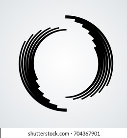  Lines in Circle Form . Spiral Vector Illustration .Technology round Logo . Design element . Abstract Geometric shape . Striped border frame for image
