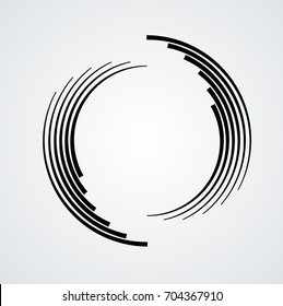  Lines in Circle Form . Spiral Vector Illustration .Technology round Logo . Design element . Abstract Geometric shape . Striped border frame for image